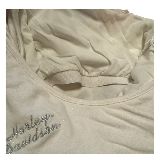 Vintage Harley Davidson One Shoulder Top with Attached Bra - Image 4