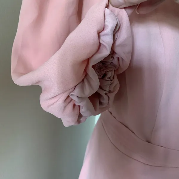 FAME AND PARTNERS Georgette Blush Pink V-Neck Wrap Cocktail‎ Feminine Dress Sz 14 - Image 10