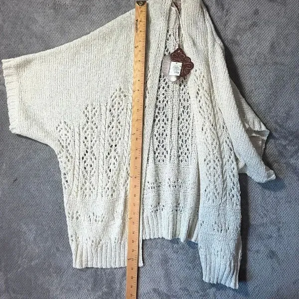 Knox Rose Medium Ivory Open Knit Cardigan Shrug Open Front Boho Western NEW #170 - Image 7