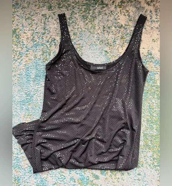 Vintage Y2K Hypnotik black disco mirror sleeveless mini tank dress, size large - Image 3