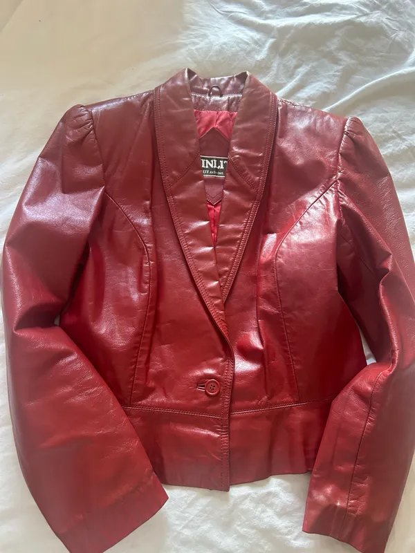 WINLIT Vintage Red Leather Jacket Size M - Image 7