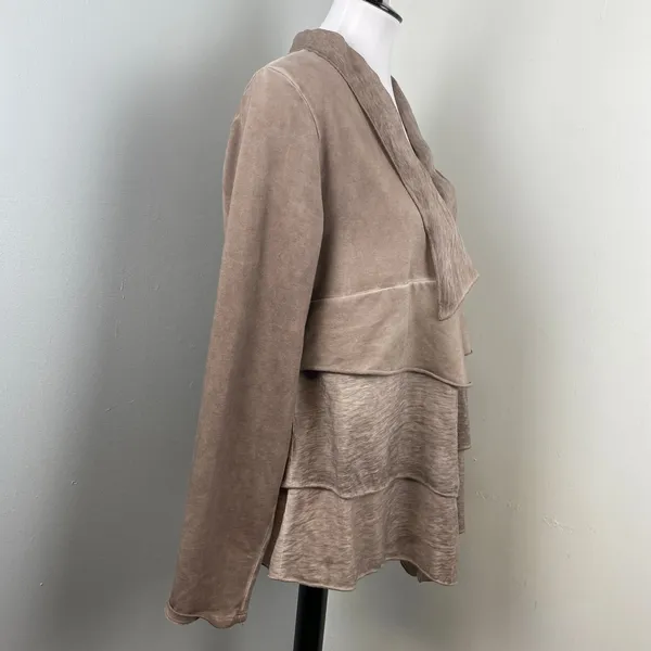 Whisper & Glow Blush Lightweight Layered Ruffled Open Cardigan Large Whimsical - Image 3