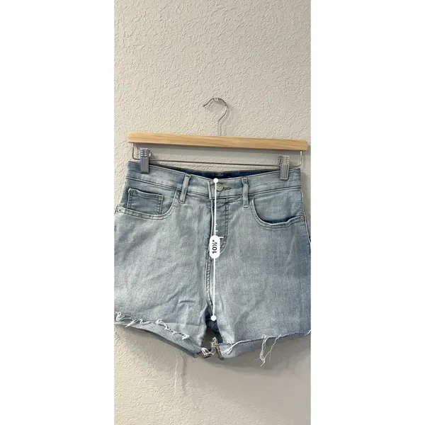 Express Midi Stretch Jean Shorts‎ Womens Size 4R Blue Denim Mid Rise - Image 5