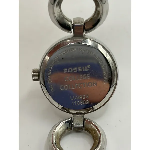 Fossil College Collection Texas A‎ & M Logo Maroon Face Silver Chain Watch - Image 3