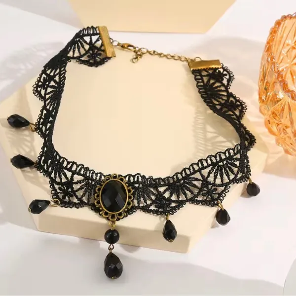 Gorgeous Retro Style Tassel Crystal Lace Necklace‎ Faux Fashion Jewelry - Image 4