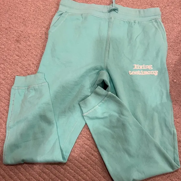 Beauty for ashes living testimony womens Aqua Joggers - Image 2