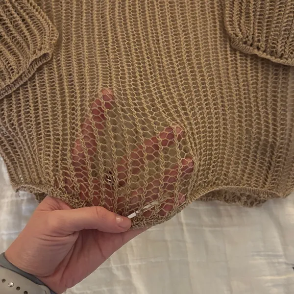 Brown Knit Cover Up Sweater Size M - Image 2