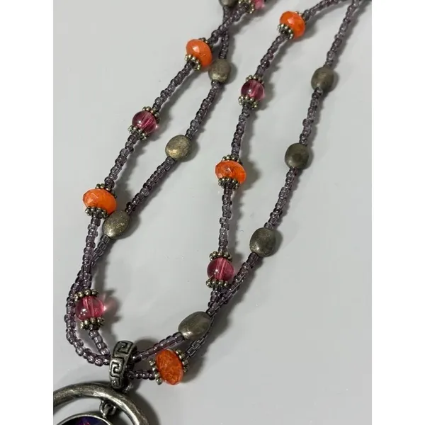 Laura Ashley Necklace Beaded Chocker Metal Silver Colored Boho‎ - Image 9