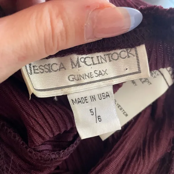 Jessica‎ McClintock Gunne Sax Vintage Velvet Textured Boho Witchcore Maxi Dress - Image 5