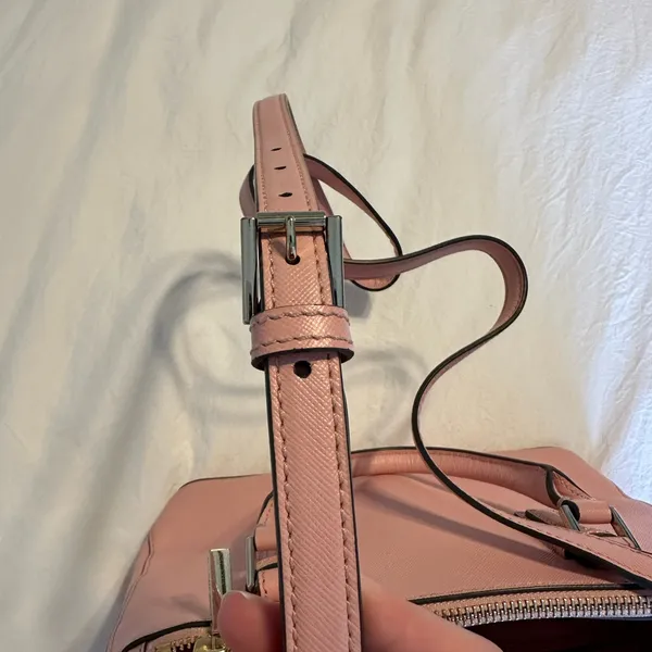 Tory Burch Blush Pink Saffiano Leather Satchel with Removable Strap - Image 4