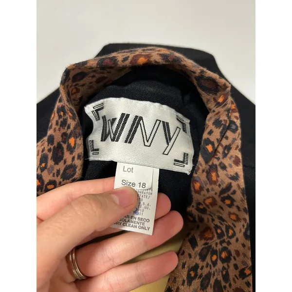 Vintage 90s Leopard Print 2 Piece Skirt Suit Set Black Rayon Blazer Midi Skirt - Image 9
