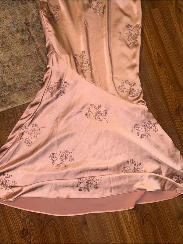 Oh Polly Dusty Rose Satin Halter Maxi Dress - Image 3