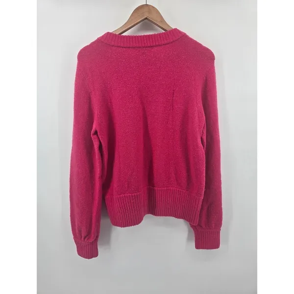 J.Crew Sweater Womens M Merino Wool Alpaca Pink Button Shoulder EUC - Image 3