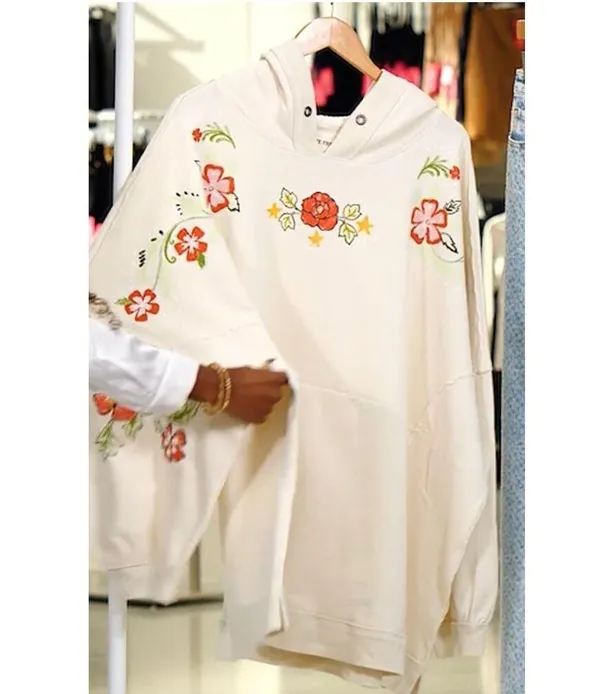 FREE PEOPLE We The Free Graphic Hoodie Ivory Combo Size L New w/ Tag MSRP $148 - Image 9