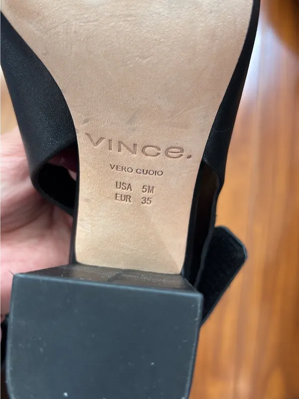 Vince Black Leather Hook and Loop Block Heels - Image 7