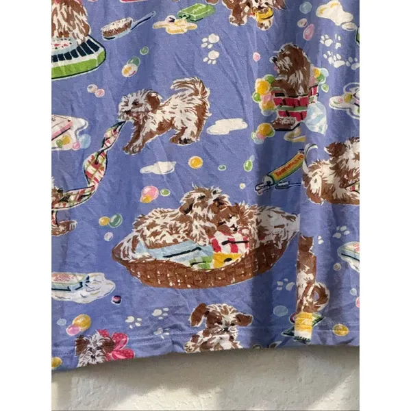 Nick & Nora Pajama Knit Top Puppy Dog Animal Bubble Bath Time Button Down M - Image 6