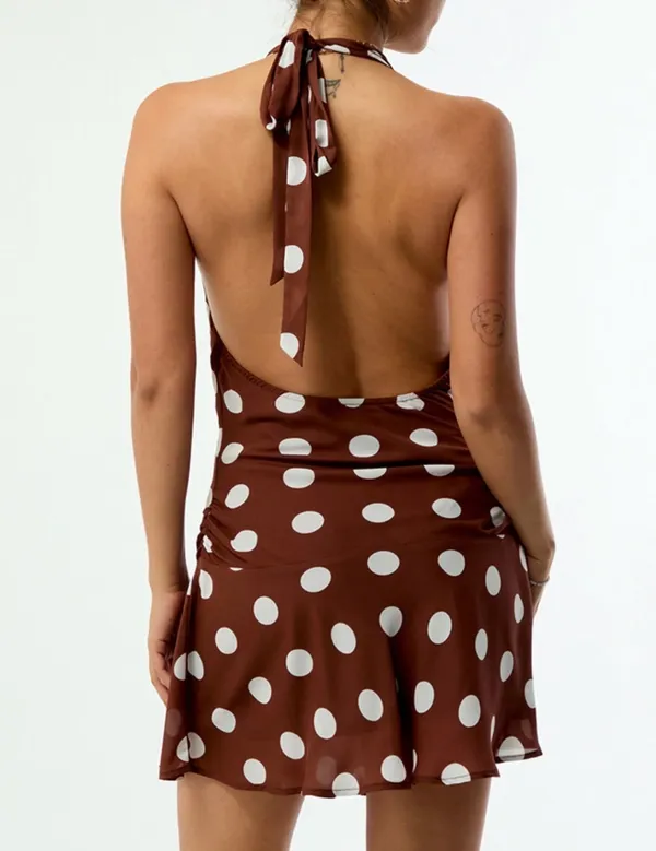 PacSun Polka Dot Halter Mini Dress - Image 3