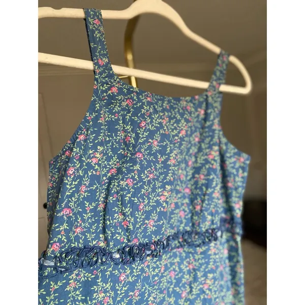 Vintage Cherokee Cotton Cottagecore Dress Midi Ditsy Floral Blue Romantic Spring - Image 4