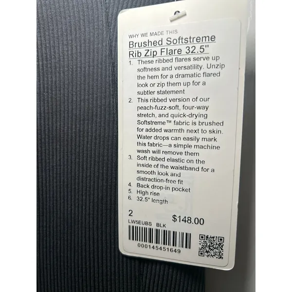 Lululemon‎ Brushed Softstreme Rib Zip Flare 2 Black High Rise 32.5" NWT LW5EUBS - Image 2