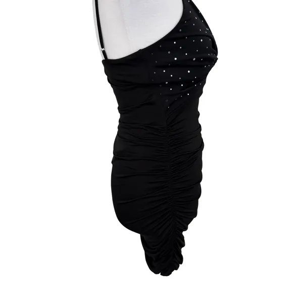 Lucy In The Sky Mini Dress Womens Small Black Sequin Ruched Twist Front Bodycon - Image 3