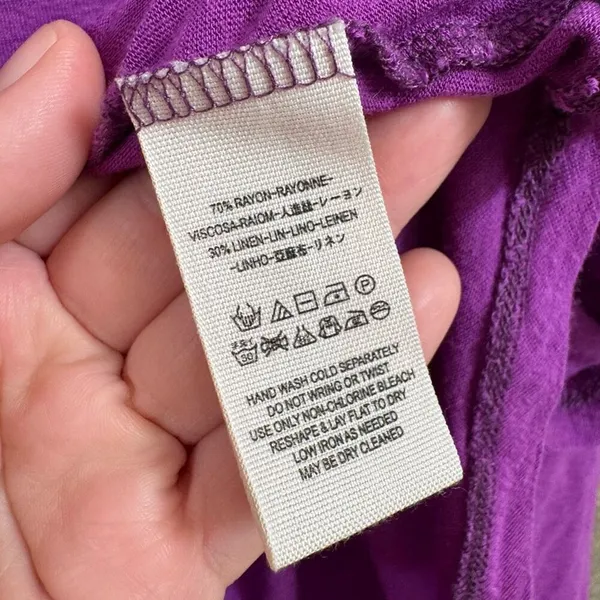 Free People We The Free Purple Rayon Linen Blend Cold Shoulder T Shirt Large - Image 7