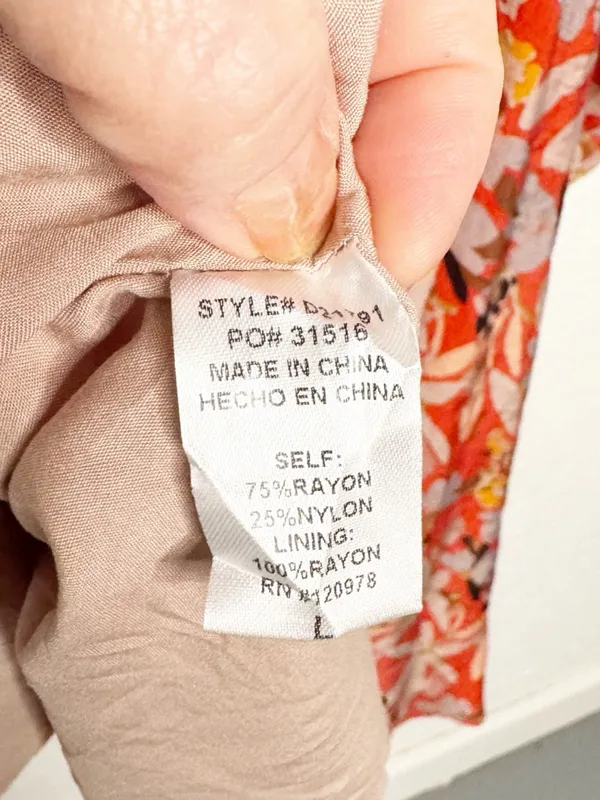 Entro Orange Gray Floral Shift Dress Size L - Image 10