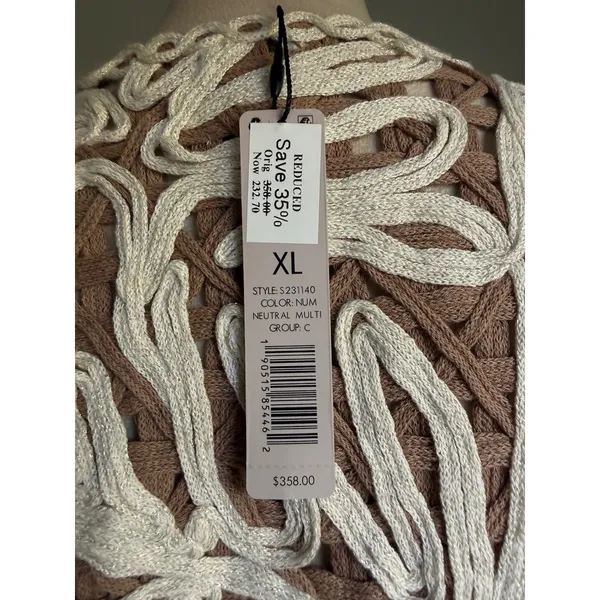 Nic zoe brown cream knit jacket cardigan nwt boho cottage dainty y2k bohemian xl - Image 6