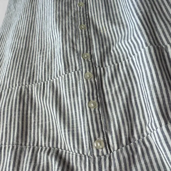 Abercrombie & Fitch Gray‎ White Striped Tie Front Button Mini Dress Summer Large - Image 4