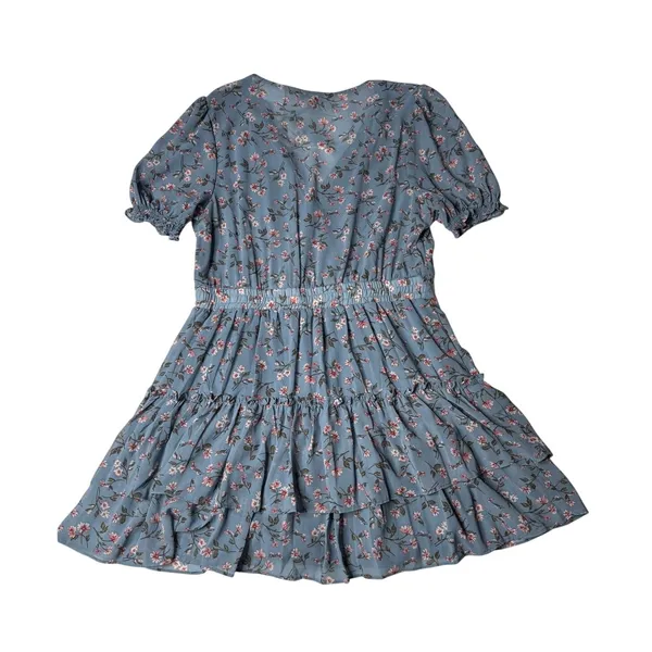 WAYF Dusty Blue Floral Mini Dress XL NWT Wedding Guest Garden Party - Image 7