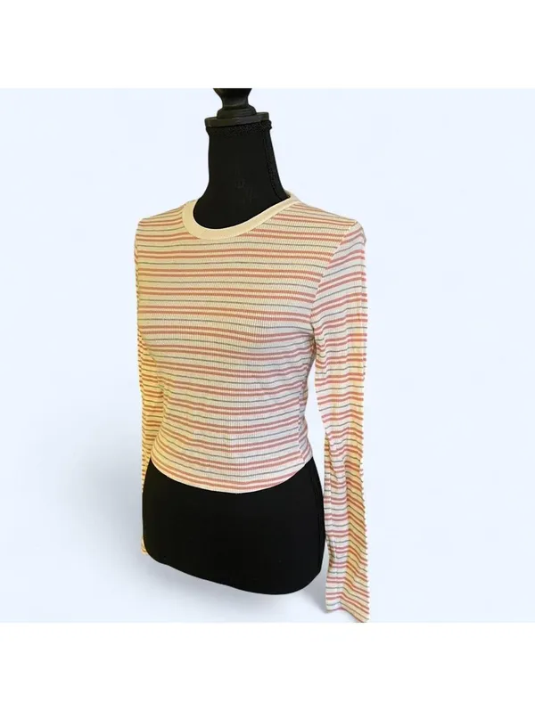 Charlotte Russe Vintage Y2K striped long sleeve baby tee fairycore coquette top Size Small 💗 - Image 5