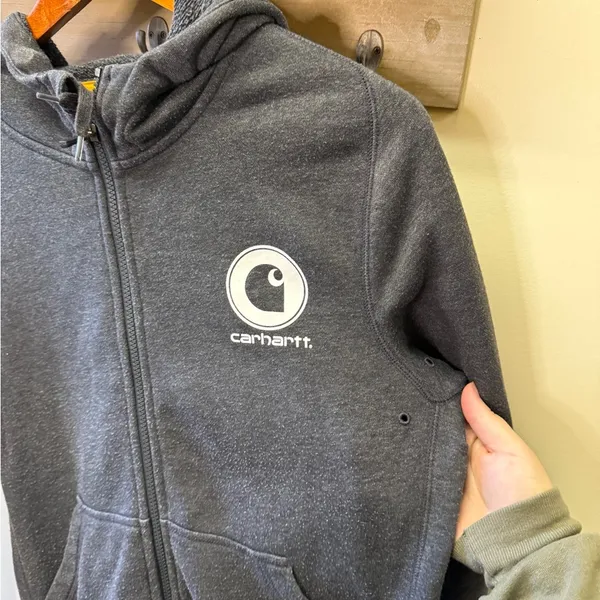 Carhartt Dark Gray Zip Up Hoodie - Image 2