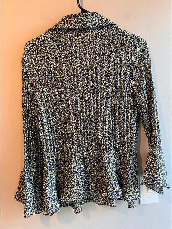 Sunny Leigh Pleated Ruffle Floral Blouse Y2K Career Top - Image 2