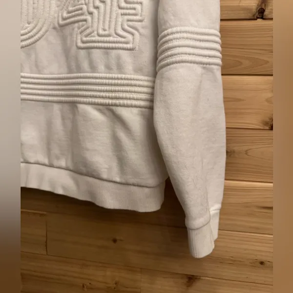 Ivy Park Small White Corded 04 Cotton Crewneck Sweatshirt - Image 4