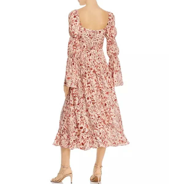 AMUR Filipa Silk Floral Midi Dress Blush Wildflowers Size 6‎ - Image 2