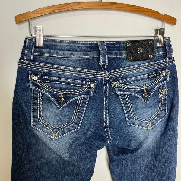 Miss Me‎ boot cut jeans women's size 28 distressed western cowgirl bling - Image 5