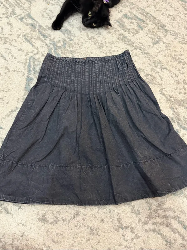 Free People Peyton Pintuck Midi Skirt Washed Black Size 4 - Image 3