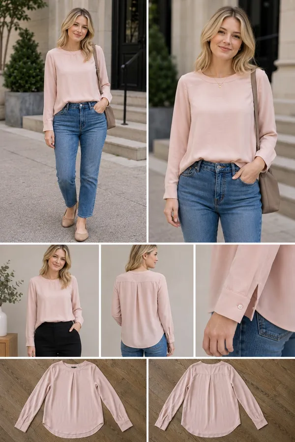Banana Republic. Blush Pink Long Sleeve Petite Blouse XSP - Image 2