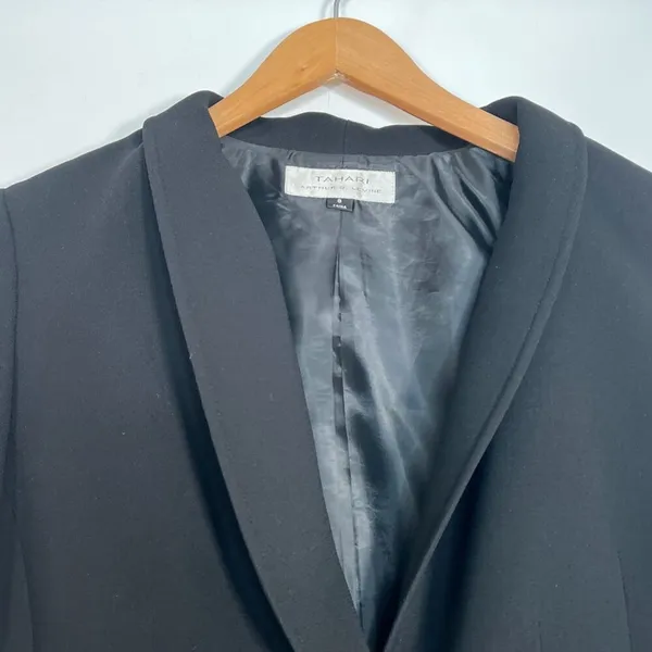 Tahari Arthur S Levine Vintage Black Blazer Jacket Pant Suit 2pc Set Womens 8 - Image 4