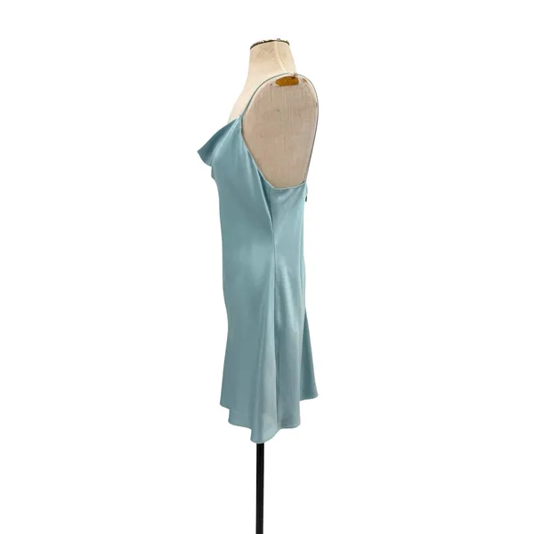 Alice + Olivia Harmony Drapey Slip Midi Dress Cowl Neck Satin Blue Size 8 - Image 5