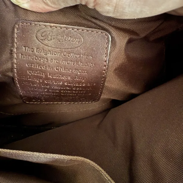 Brighton Brown Leather Basket Weave Design Tote Handbag Purse‎ Vintage - Image 7
