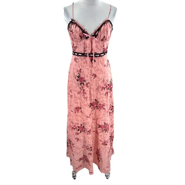 NWT‎ For Love & Lemons Guinevere Maxi Dress Pink floral Sz S - Image 4