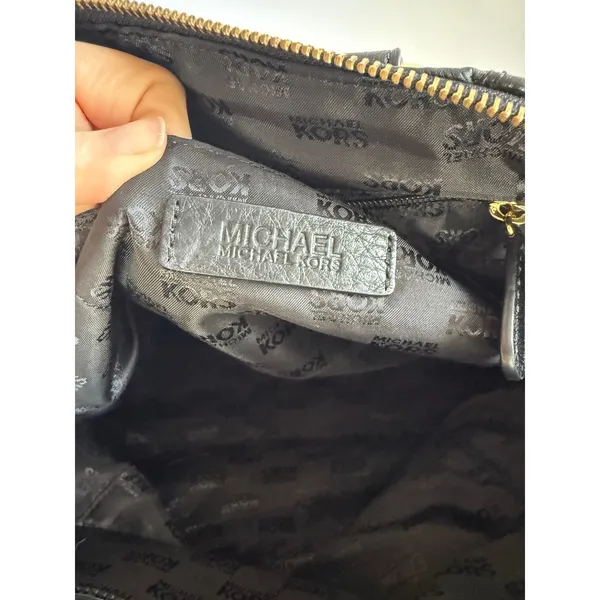 Michael Kors Hudson Belted Leather Satchel Black Shoulder Strap Designer‎ Luxury - Image 7