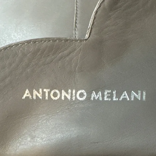 Antonio Melani‎ Grey Leather Over The Knee Mob Wife Boots 6M Chunky Heel Matrix - Image 5