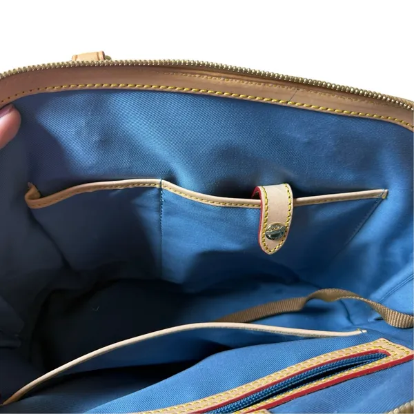 Dooney & Bourke Patent Leather Satchel Bag Oyster Taupe Authentic Neutral - Image 9