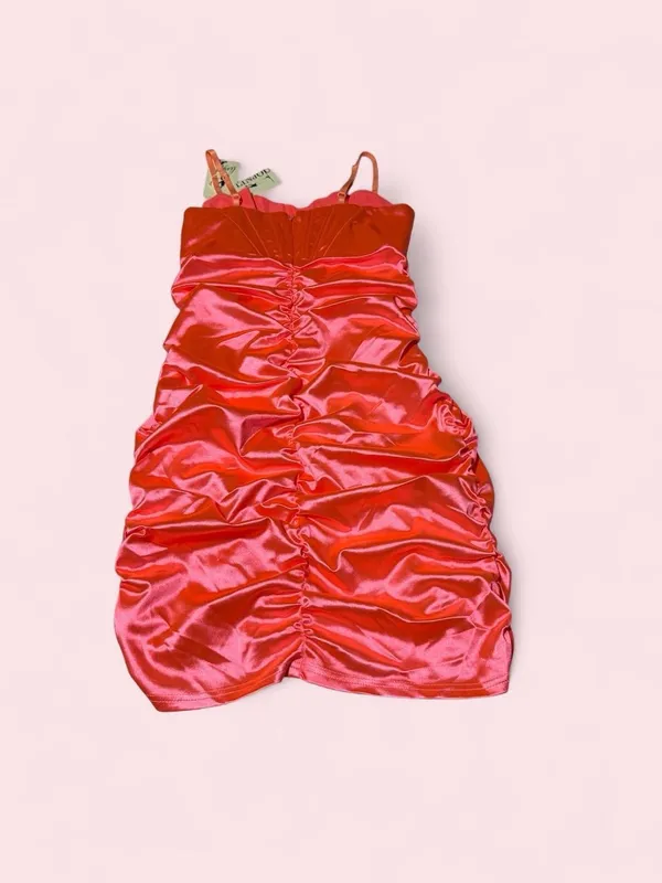 Source Unknown Shiny pink Ruched Mini Dress - Image 2