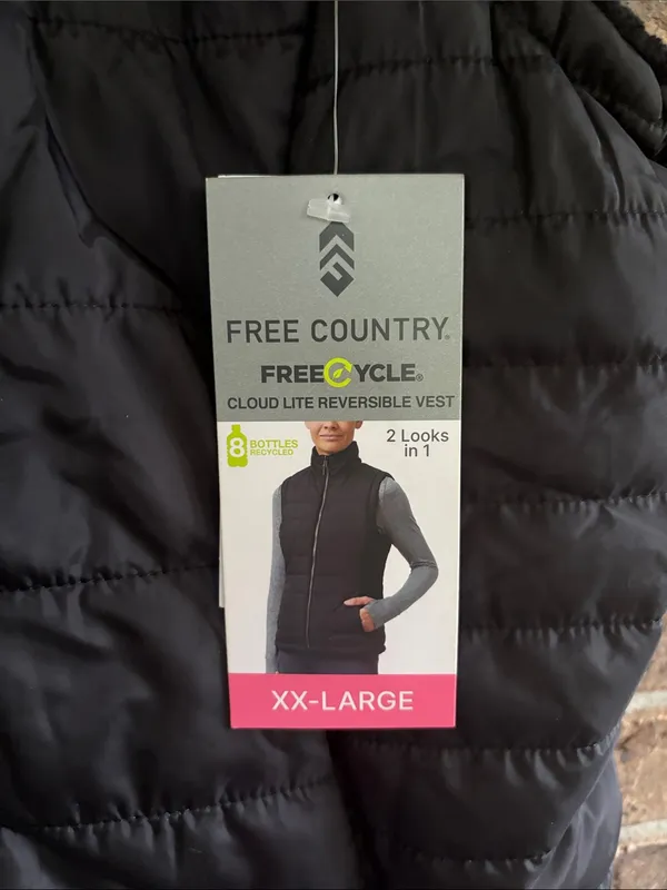 Free Country Womens Black Quilted Puffer Vest with Sherpa Lining - Image 3