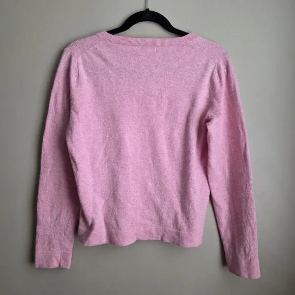 J Crew Cotton-Wool Blend Teddie Sweater Pink Crewneck Knit Pullover Size Large - Image 3