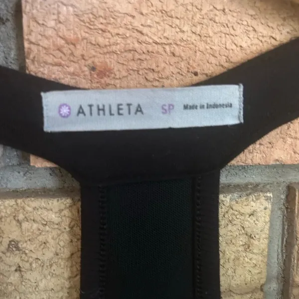 Athleta Black Racerback Ruched Tank Body con Padded Dress Size Small Petite SP - Image 5
