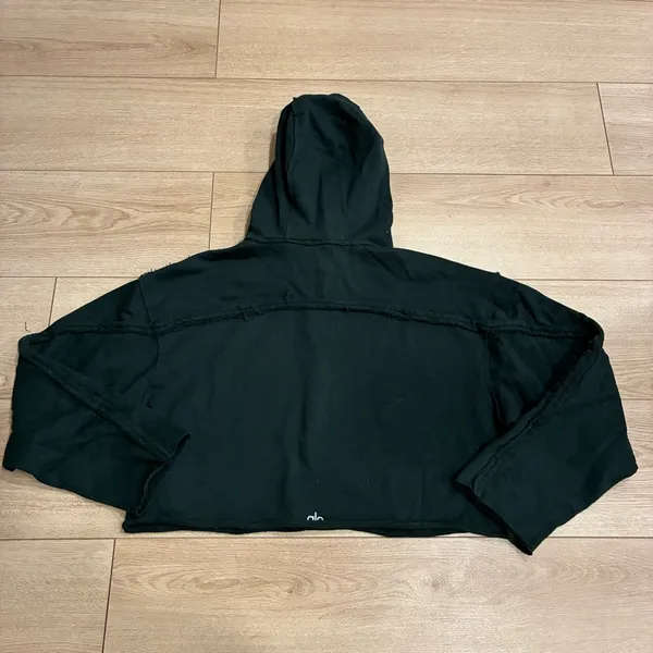 Alo Yoga Women’s Effortless Hoodie Cropped Green Cotton Blend Size S - Image 7