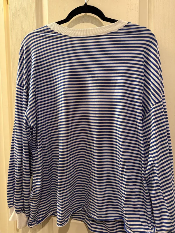 Blue striped long sleeve top - Image 3